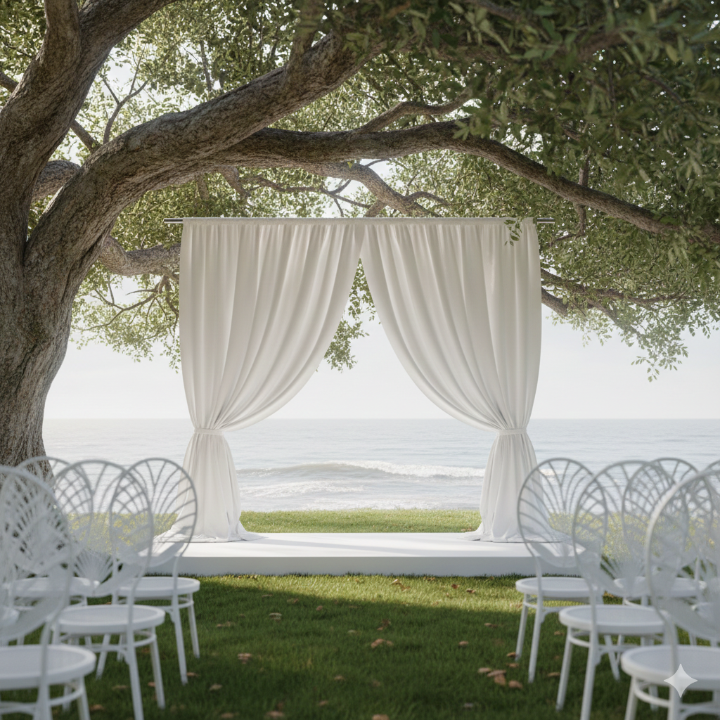 Candlelight dinner with fine china, rosemary sprigs and hand-calligraphed place cards